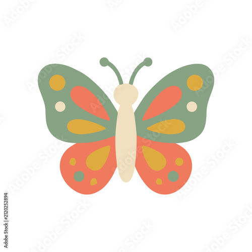 Colorful Butterfly Illustration Closeup View.