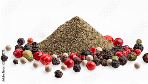 Scattered Mixed Peppercorns Isolated On Transparent Background