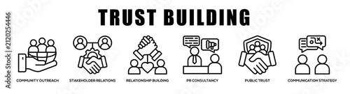 Trust Building web banner icon illustration concept