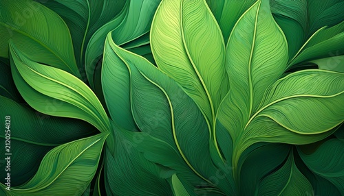 Abstract Background Of Leaves In Green