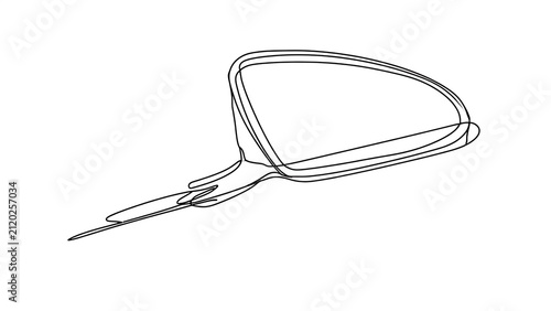 Minimalist line art spoon drawing white background.