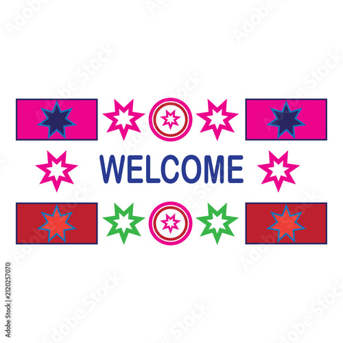 Welcome Doormat Template with Star Patterns