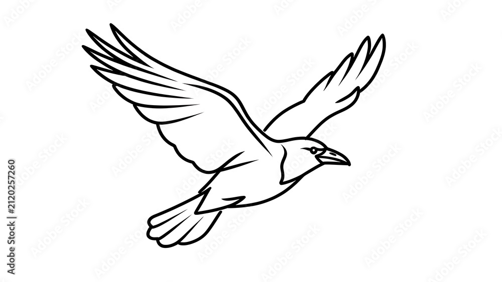Fototapeta premium Flying bird illustration on white background.