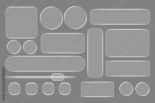 Transparent Glass Frames, 3D Ui Buttons Stock Illustration