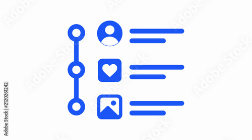 Blue profile timeline feed icon vector graphic illustration design symbol