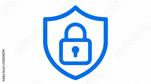 Blue shield with padlock icon security concept illustration safety symbol