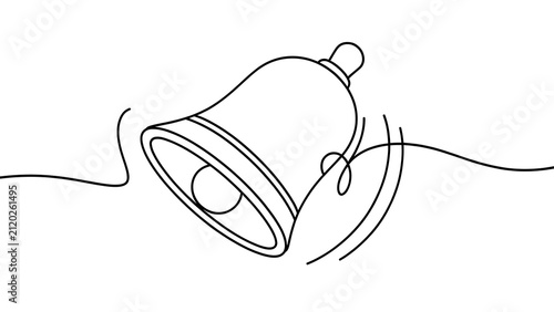 Minimalist bell illustration on white background.