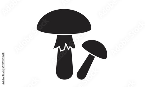 Mushroom silhouette vector icon for food nature and fungi botanical concept design