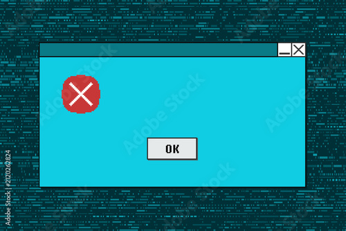 Blank computer system message. Retro empty pixel system notification window dialog box. Interface window copy space.