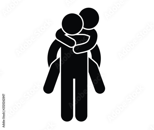 Piggyback silhouette vector icon representing friendship support and care concept design
