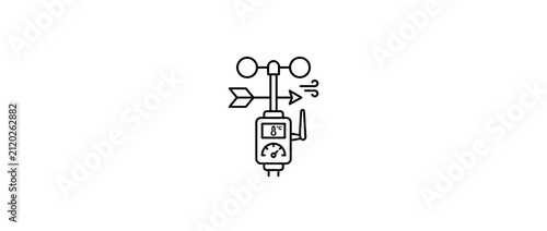 Bild auf Leinwand Meteorological Weather Station Icon with Anemometer, Wind Vane, and Temperature