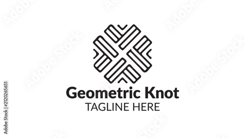 Abstract Geometric Knot Line Art Vector