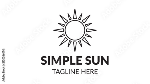 Minimal Sun Rays Line Art Vector