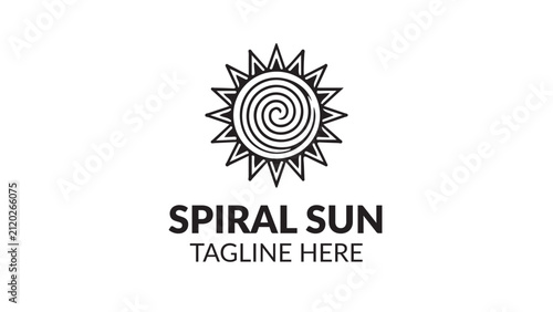Spiral Sun Decorative Outline Vector