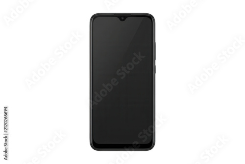 Front view of black smartphone on dark background.