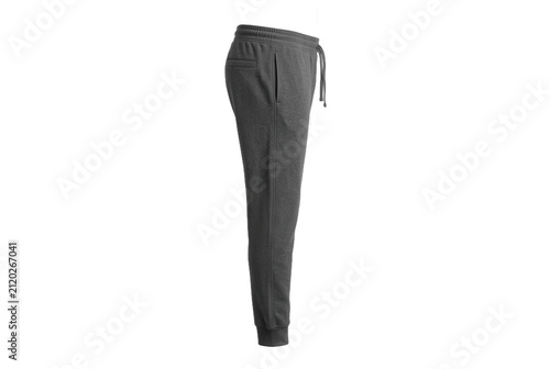 Gray tapered sweatpants side view.