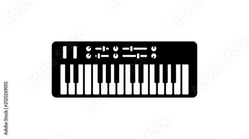 Bild auf Leinwand Black synthesizer keyboard icon on a white background.