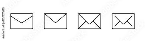 Set of line icons of envelopes in outline style