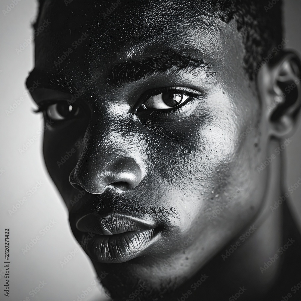 Naklejka premium Close up portrait of african american teenage boy