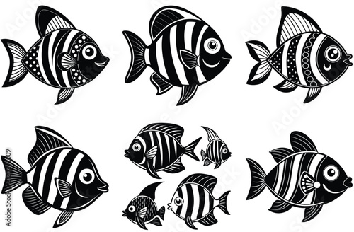 Fish icon vector set isolated on white background. food illustration sign collection.