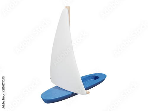 Wooden Toy Sailboat 3D Illustration