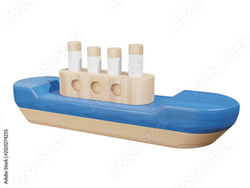 3D Minimalist Wooden Toy Ship