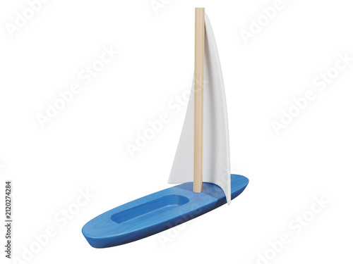 Wooden Toy Sailboat 3D Illustration