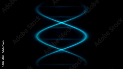Glowing Cyan DNA Double Helix Rotating on Black – Biotech Genetics Strand Science Background, Medical Genomics Neon Animation Loop