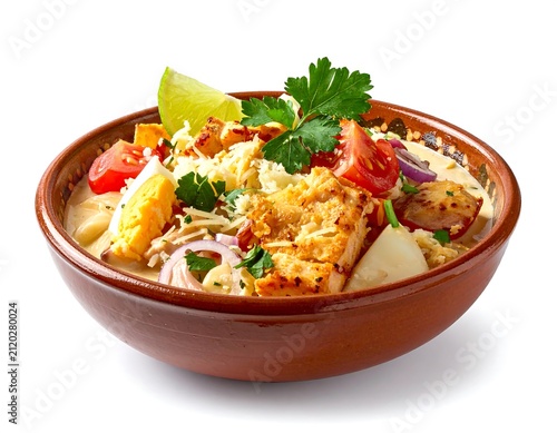 Fish soup bowl isolated.
