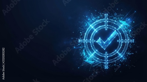 Modern Digital Network Security Shield Icon with Tech Elements