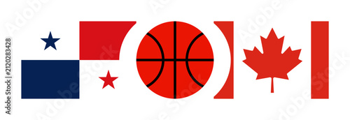 Panama vs Canada national flags basketball competition banner background