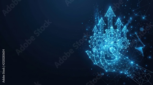 Digital, futuristic, upward growth technology illustration