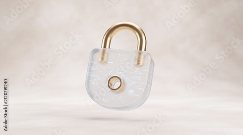 Crystal Clear Padlock Resting on Textured Surface Security and Privacy Concept