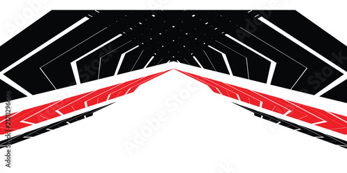 Sharp striped sports pattern. Arrow. Vector pattern. Red and black design element on a white background. Racing application on the body of a car, boat, toy, sportswear. Vector background. speed, fligh