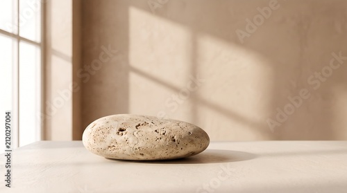 Serene Stone Light Wooden Surface Natural Light