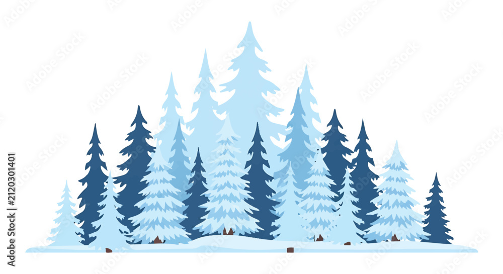 Obraz premium Winter Forest Landscape with Snow Covered Pine Trees.