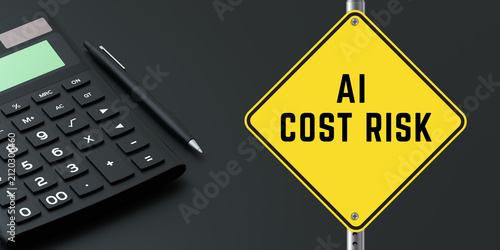 AI Cost Risk Business Finance Concept with Calculator and Black Background