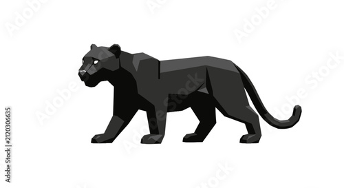 Canvastavla Black panther walking in stalking pose silhouette