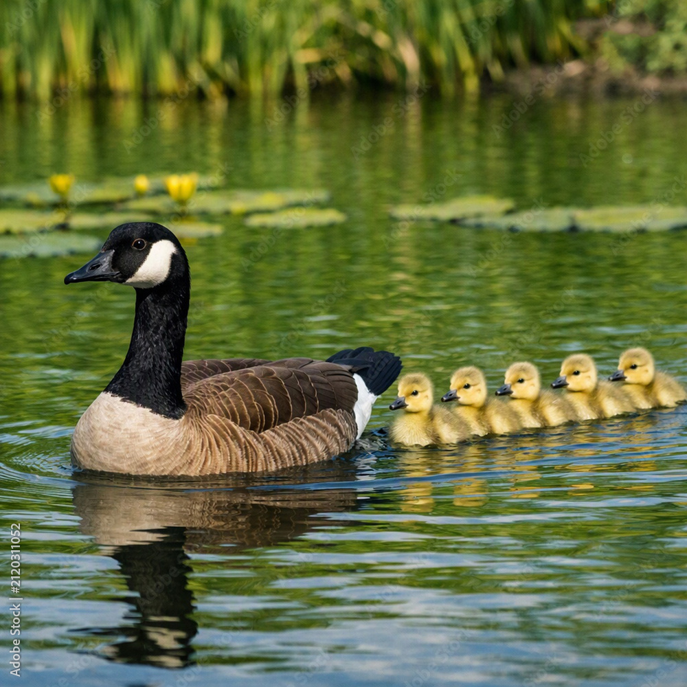 Fototapeta premium Greylag Goose bird animal scient. name Anser anser AI generated
