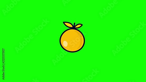 Orange floating shapes drift and move gently across a green screen background, an animated composition of abstract elements in seamless motion