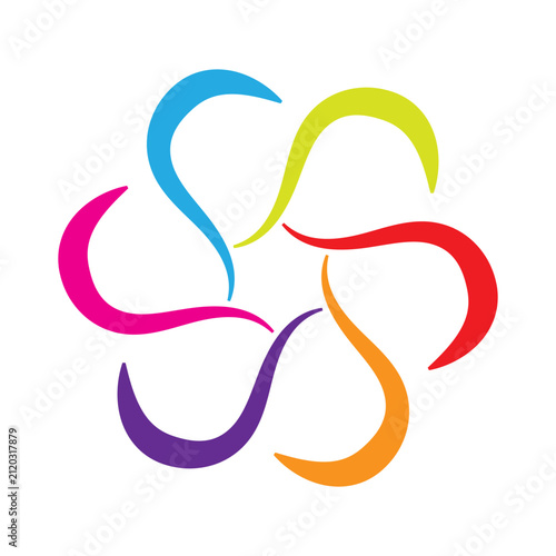 Abstract Colorful Swirl Floral Logo Design Vector