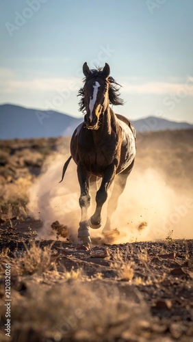 Galloping Horse in Desert.