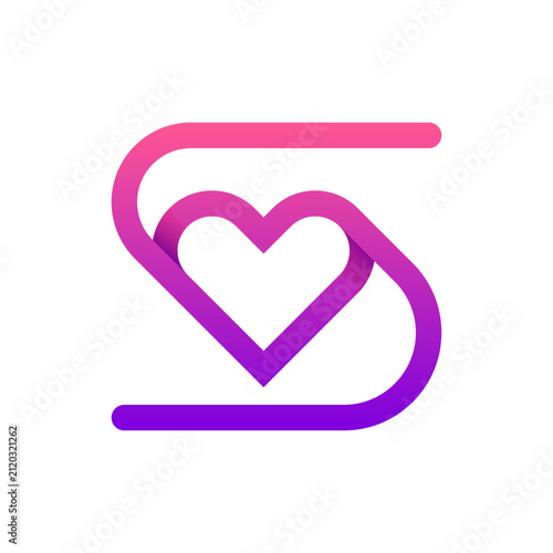 Letter S heart modern minimal logo design