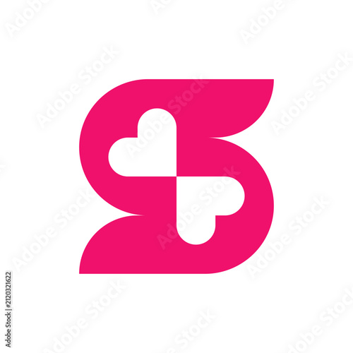 Letter S heart simple creative logo design