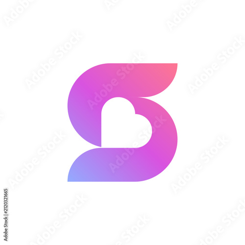Letter S heart modern logo design