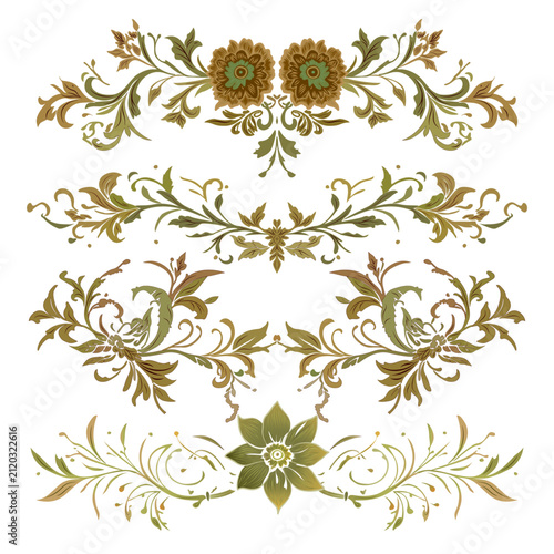Photography Ornate oriental floral cartouche and border element vector collection