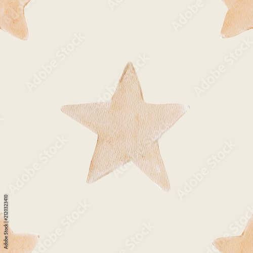 Seamless watercolor star pattern with delicate pastel colors. Soft celestial design feels calm and whimsical and perfect for nursery decor.