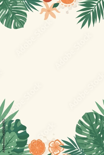 Template vector element of summer greeting card with flat design
