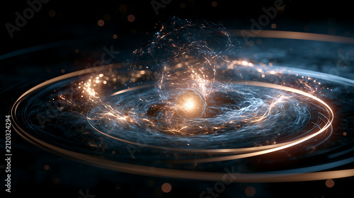 Cosmic energy swirls with glowing light streaks in deep space with swirling cosmic formation depicts dynamic swirling energy bursts