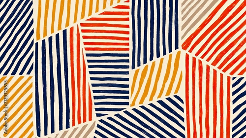 Abstract pattern with bold, hand-drawn stripes in geometric sections